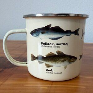 2012 Fish Mug Scandinavian Fishing Year Book Enamel Metal Mug 16oz.